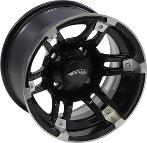 Ams - Wheel - Roll'n 104 - Rear - Machined Black - 12x7 - 4/110 - 2+5 - Rolln 104 Wheel - 2744-031AB