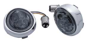 Ciro - Signal Insert - Front - Chrome - Smoke - LED Lighted Fang Front Signal Light Inserts - 45600