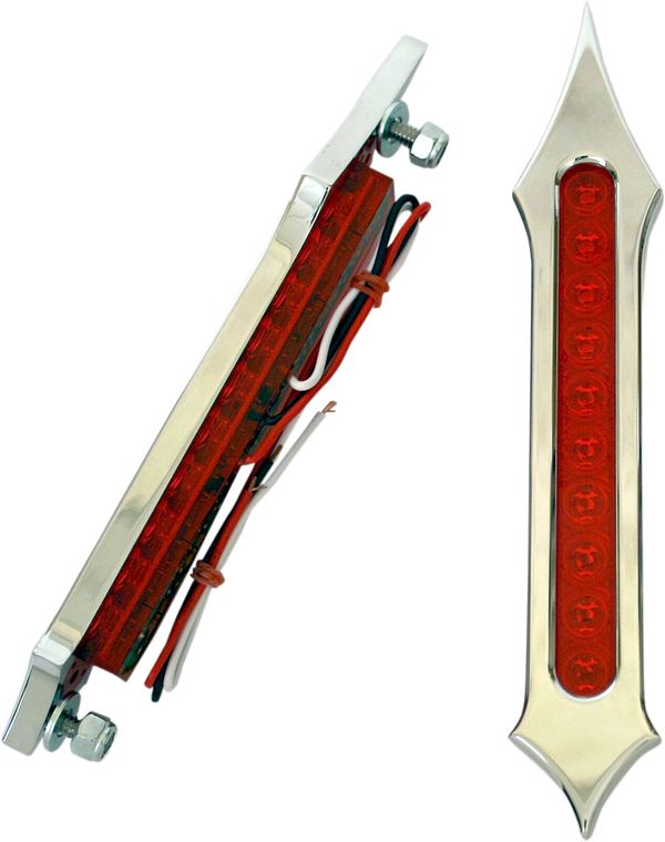 Accutronix - Bag Light - Tribal Slotted - Red Lens - Chrome - LED Bag Lights - BL01-LSC