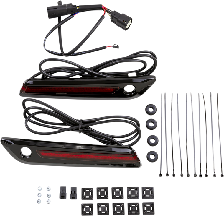 Ciro - Hinge Covers - Red/Black - LED Saddlebag Hinge Covers - 40171