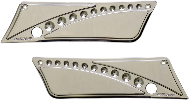 Accutronix - Latch Cover '93-'13 - Drilled Chrome - FL - Drilled Saddlebag Latch Covers - BLC9313-DC