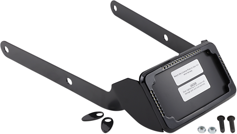 Cycle Visions - LP Plate Frame & Mount with Signals - FXSB - Black - Curved License Plate Frame and Mount with License Plate Light - CV-4654B