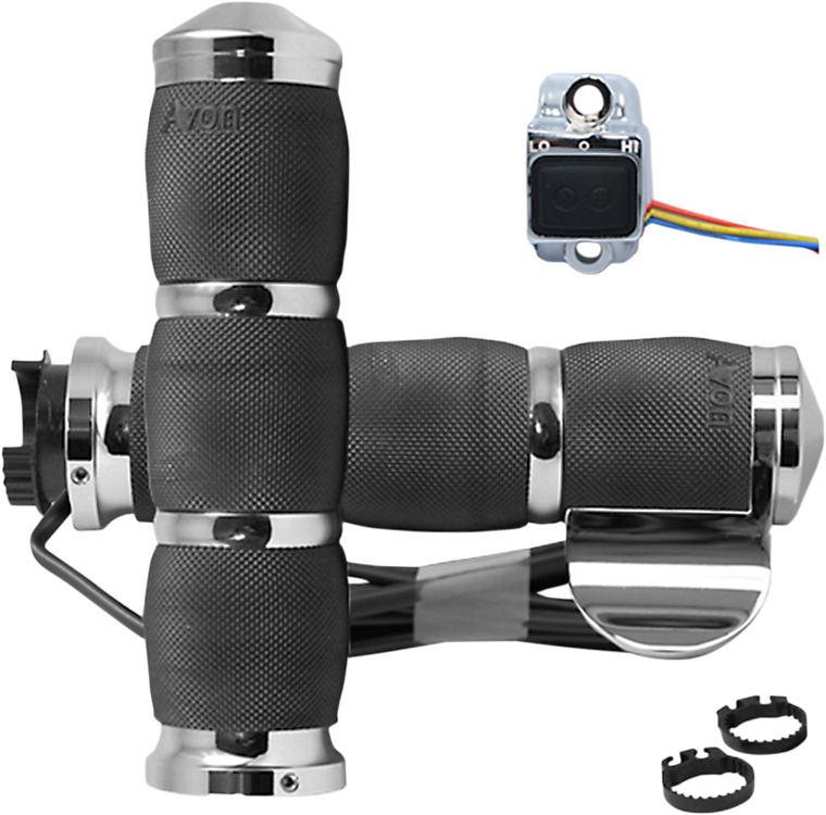 Avon Grips - Grips - Heated - Air Cushion - Throttle Boss - Metric - Chrome - Heated Grips - MT-AIR-90-C-B-H