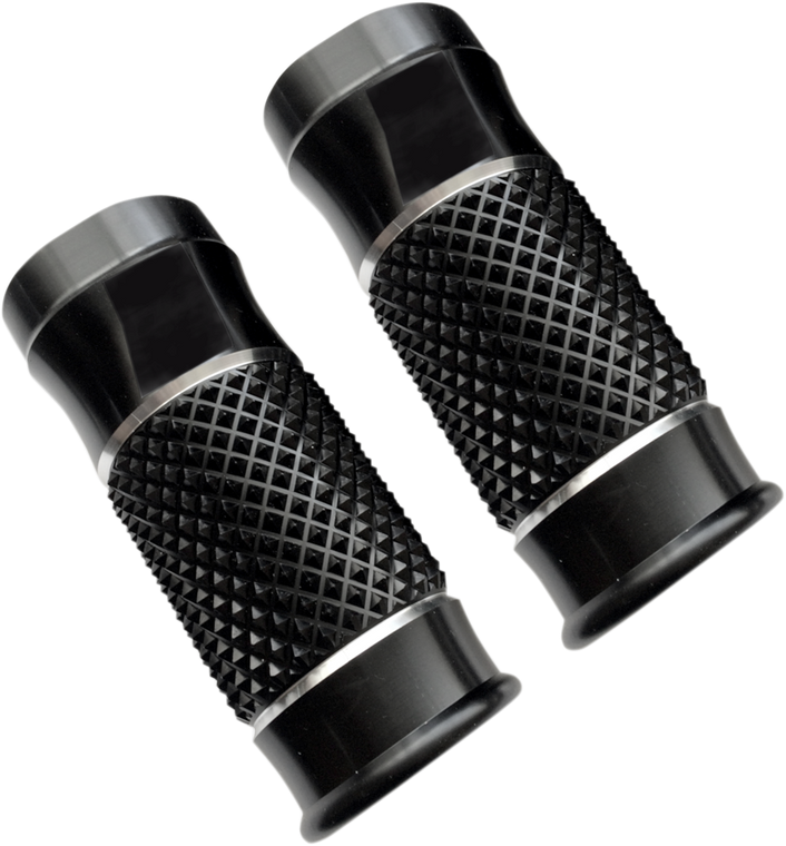 Eddie Trotta Designs - Fork Slider Covers - Cross-Cut Black Anodized - Extended +2" - Fork Bell Slider Covers  Cross Cut - TC-964B