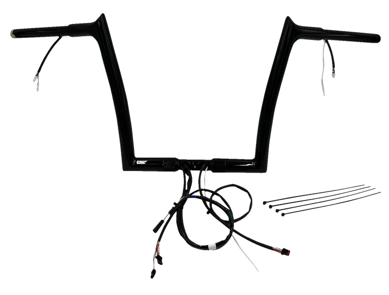 Fat Baggers Inc. - Handlebar Kit - Pointed Top - 12" - Black - Plug & Play EZ Install 1-1/4" Pointed Top Handlebar Kit - 901912-B