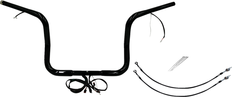 Fat Baggers Inc. - Handlebar Kit - Rounded Top - 12" - Black - Plug & Play EZ Install 1-1/4" Round Top Handlebar Kit - 901512-B