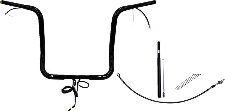 Fat Baggers Inc. - Handlebar Kit - Rounded Top - 16" - Black - Plug & Play EZ Install 1-1/4" Round Top Handlebar Kit - 912516-B