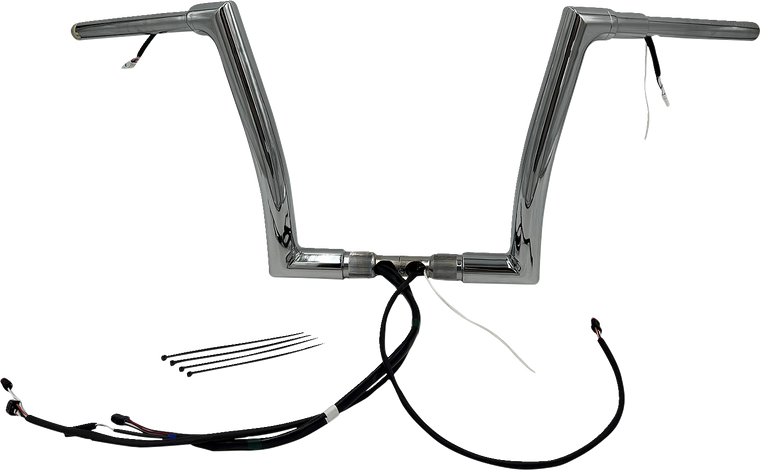Fat Baggers Inc. - Handlebar Kit - Flat Top - 12" - Chrome - Plug & Play EZ Install 1-1/2" Flat Top Handlebar Kit - 612912