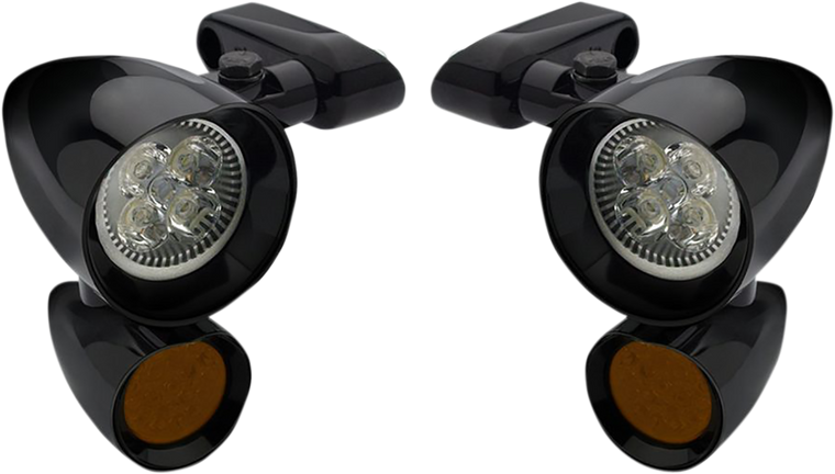 Headwinds - Spotlight - Turn Signal - Black - Vampire 2" Spotlight and 1-3/8" Turn Signals - FLT900VD0015ZAP