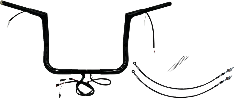 Fat Baggers Inc. - Handlebar Kit - Flat Top - 12" - Black - Plug & Play EZ Install 1-1/4" Flat Top Handlebar Kit - 702212-B