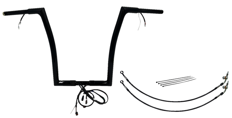 Fat Baggers Inc. - Handlebar Kit - Flat Top - 16" - Black - Plug & Play EZ Install 1-1/4" Flat Top Handlebar Kit - 701916-B