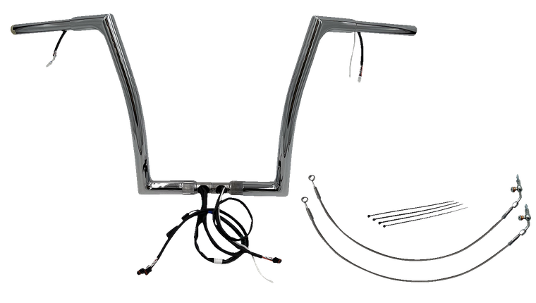 Fat Baggers Inc. - Handlebar Kit - Flat Top - 14" - Chrome - Plug & Play EZ Install 1-1/4" Flat Top Handlebar Kit - 702914