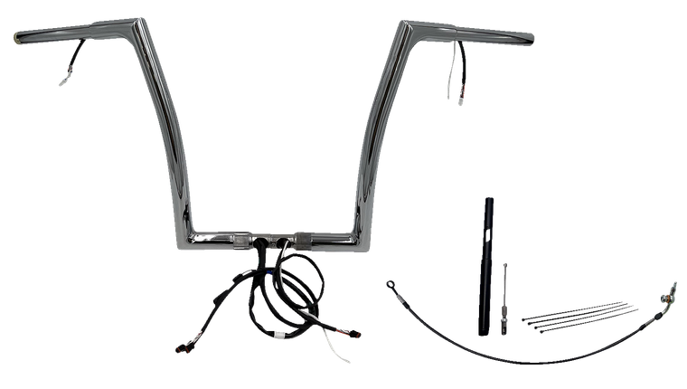 Fat Baggers Inc. - Handlebar Kit - Flat Top - 14" - Chrome - Plug & Play EZ Install 1-1/4" Flat Top Handlebar Kit - 712914