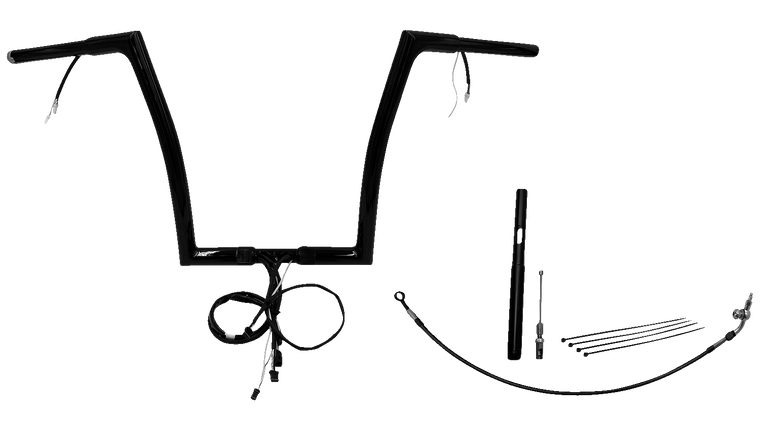 Fat Baggers Inc. - Handlebar Kit - Flat Top - 14" - Black - Plug & Play EZ Install 1-1/4" Flat Top Handlebar Kit - 712914-B