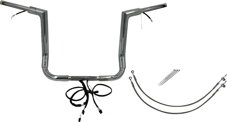 Fat Baggers Inc. - Handlebar Kit - Flat Top - 14" - Chrome - Plug & Play EZ Install 1-1/2" Flat Top Handlebar Kit - 601214
