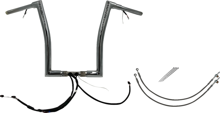Fat Baggers Inc. - Handlebar Kit - Flat Top - 16" - Chrome - Plug & Play EZ Install 1-1/2" Flat Top Handlebar Kit - 601316