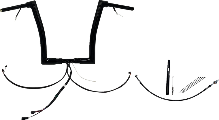 Fat Baggers Inc. - Handlebar Kit - Flat Top - 14" - Black - Plug & Play EZ Install 1-1/2" Flat Top Handlebar Kit - 612914-B