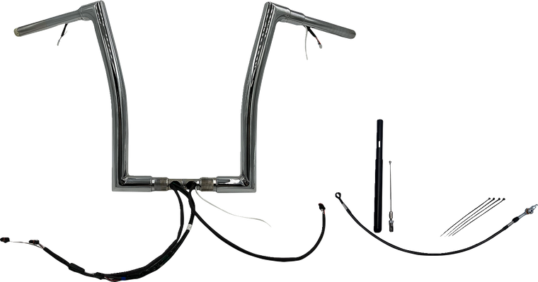 Fat Baggers Inc. - Handlebar Kit - Flat Top - 16" - Chrome - Plug & Play EZ Install 1-1/2" Flat Top Handlebar Kit - 612916
