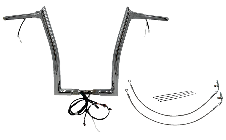 Fat Baggers Inc. - Handlebar Kit - Pointed Top - 16" - Chrome - Plug & Play EZ Install 1-1/2" Pointed Top Handlebar Kit - 801316