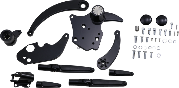 Hawg Halters - Forward Control - '14+ FLH - Black Anodized - Extended - Folding Rubber Inlay Pegs -Solid Lever - Forward Control - FCK-F14AE-FR Hawg Halters - Forward Control - '14+ FLH - Black Anodized - Extended - Folding Rubber Inlay Pegs -Solid Lever - Forward Control - FCK-F14AE-FR