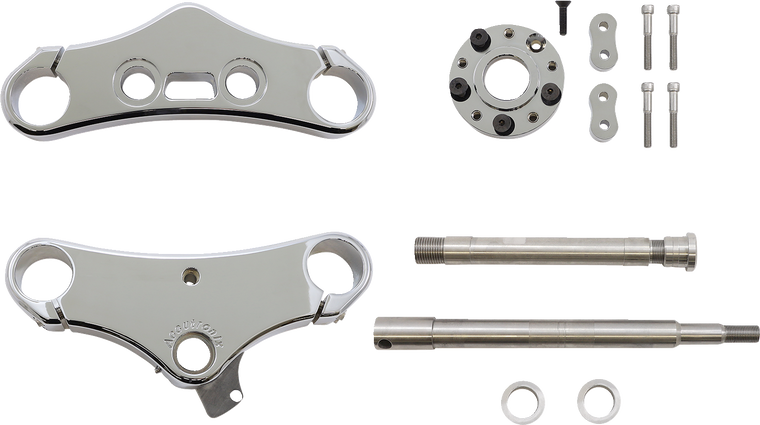 Accutronix - Triple Tree - Chrome - 5° Rake - 49 mm Wide Glide Triple Tree Conversion Kit - TWD549-ESCK8