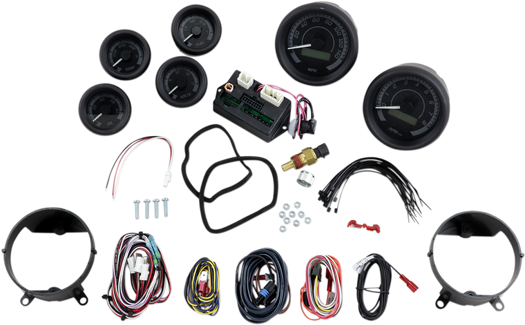 Dakota Digital - MVX-8K Series Analog/Digital 6-Gauge Kit - Black Bezel - Black Face with Gray Background - MVX-8K Series Analog/Digital Gauge Kit  8600KGK Model - MVX-8600-KG-K