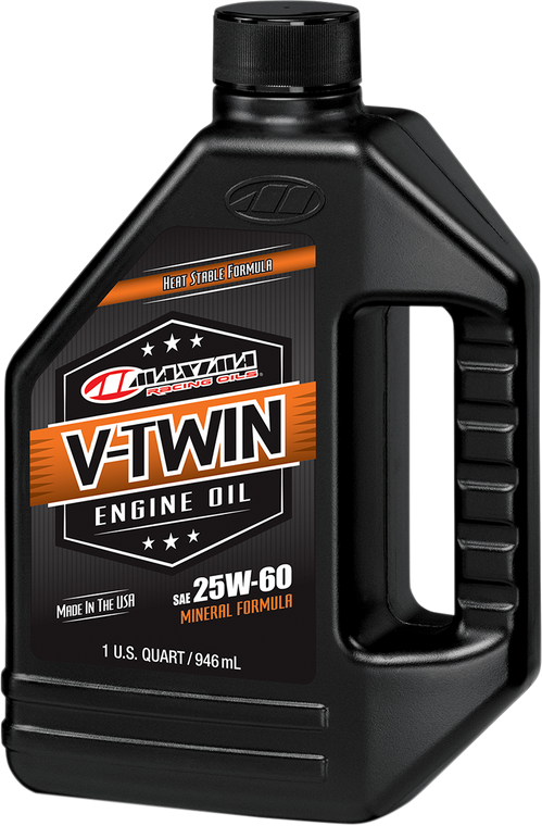 Maxima Racing Oil - V-Twin Oil - 25W-60 - 1 U.S. quart - V-Twin Mineral Engine Oil - 30-15901