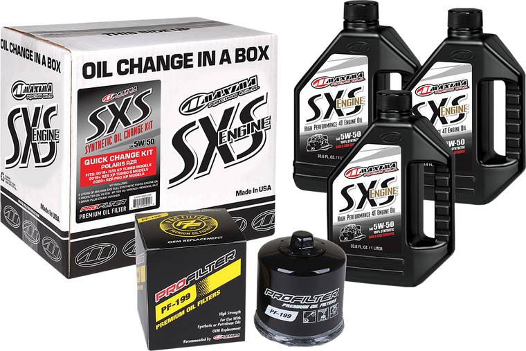 Maxima Racing Oil - SXS Synthetic Oil Change Kit - Polaris Turbo - 5W-50 - SXS/UTV Synthetic Quick Oil Change Kit - 90-189013-TXP