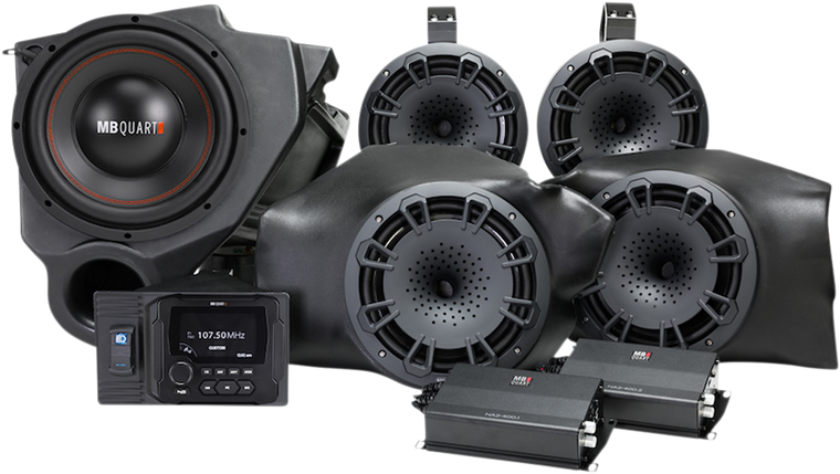 Mb Quart - 800W Audio System - 4 Speakers 2 Amplifiers - RZR - Model-Tuned Stage 5 Amplified Audio System - MBQR-STG5-2 Mb Quart - 800W Audio System - 4 Speakers 2 Amplifiers - RZR - Model-Tuned Stage 5 Amplified Audio System - MBQR-STG5-2