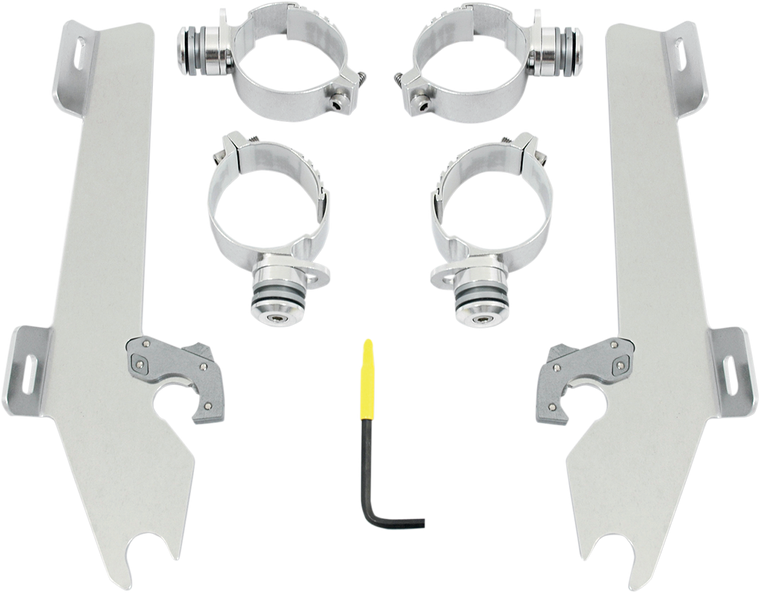 Memphis Shades - Batwing Trigger Lock Mounting Kit - M50 - Polished - Fats/Slim Windshield Trigger-Lock Complete Mount Kit - MEK1990