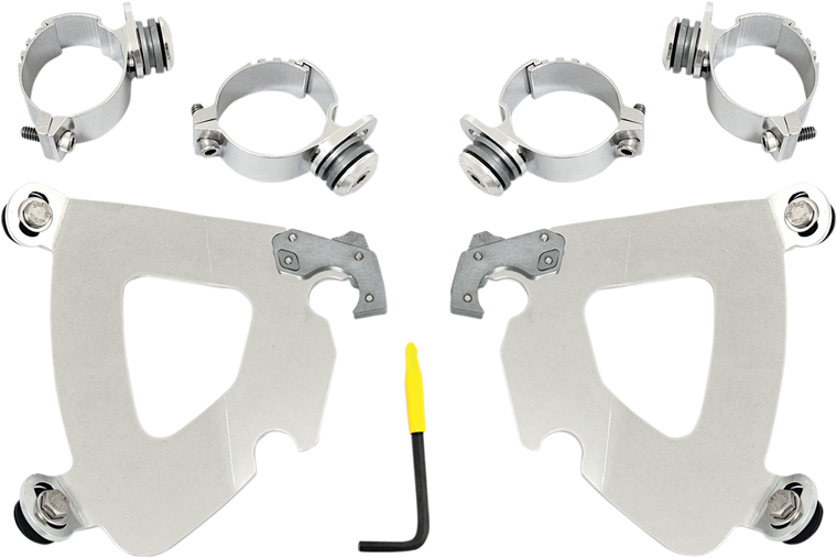 Memphis Shades - Gauntlet Mounting Kit - Polished - FXD - Gauntlet Fairing Trigger-Lock Hardware Kit - MEK1993