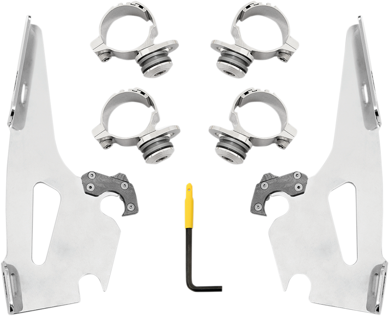 Memphis Shades - Fats/Slim Mounting Kit - Polished - Scout - Fats/Slim Windshield Trigger-Lock Complete Mount Kit - MEK2019