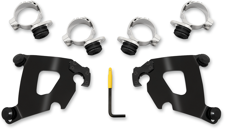 Memphis Shades - Cafe Mounting Kit - Polished - Black - Cafe Fairing Trigger-Lock Mounting Hardware - MEB2025
