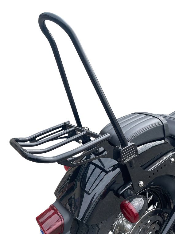 Motherwell - Luggage Rack For Tall Sissy Bar - Gloss Black - Luggage Rack for Tall One-Piece Sissy Bar - MWL-159-GB
