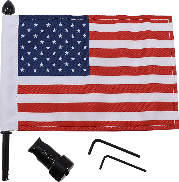 Pro Pad - Luggage Rack Flag Mount - 5/8" Round - With 6" X 9" USA Flag - Extended-Style Luggage Rack Flag Mount with Flag - BRFM-RDSB5 Pro Pad - Luggage Rack Flag Mount - 5/8" Round - With 6" X 9" USA Flag - Extended-Style Luggage Rack Flag Mount with Flag - BRFM-RDSB5