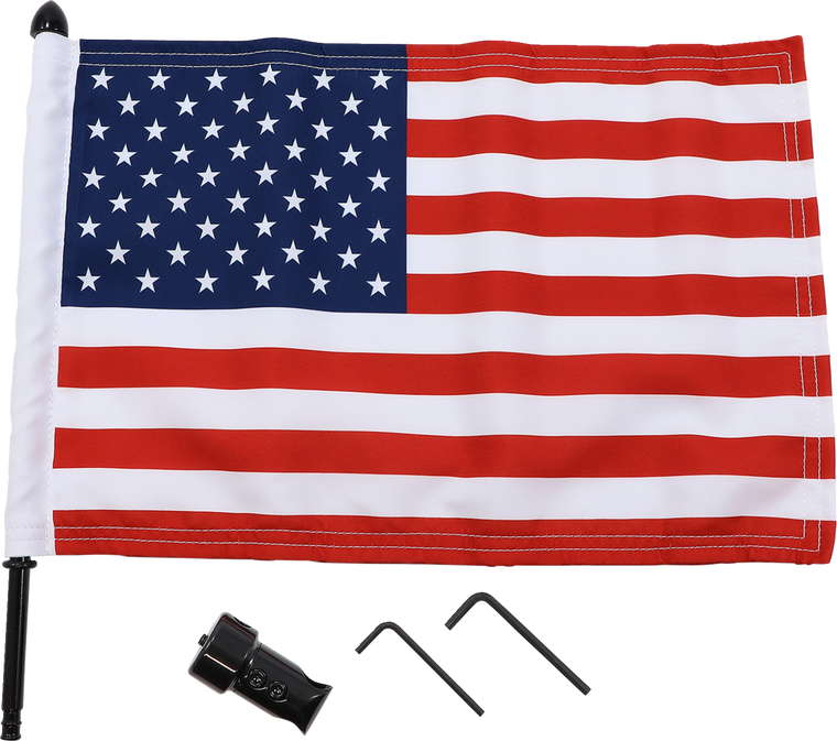 Pro Pad - Luggage Rack Flag Mount - 5/8" Round - With 10" X 15" Flag - Extended-Style Luggage Rack Flag Mount with Flag - BRFM-RDSB515