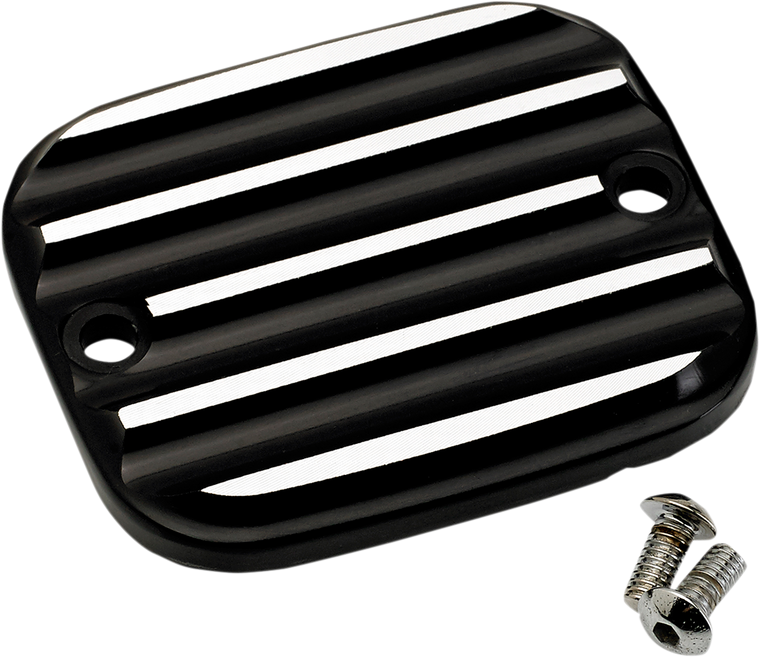 Joker Machine - Master Cylinder Cover - Brake - Front - Finned - Black/Silver - Front Brake Master Cylinder Cover  Finned - 951019-2