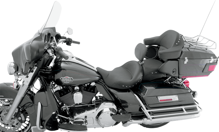 Mustang - Super Touring Seat - Chrome Studded - Driver's Backrest - Super Touring 2-Up Seat with Driver Backrest Option - 79579