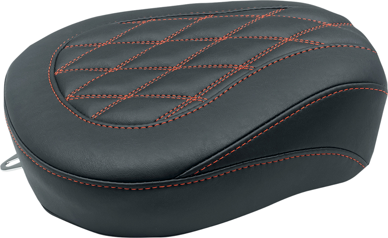 Mustang - Wide Tripper Passenger Seat - Black w/ American Beauty Red Stitching - Wide Tripper Passenger Seat For Harley-Davidson - 76648AB
