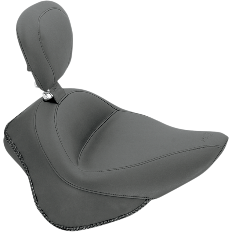 Mustang - Wide Solo Seat - With Backrest - Vintage - Black - Smooth - Wide Solo Seat with Removable Backrest - 79742