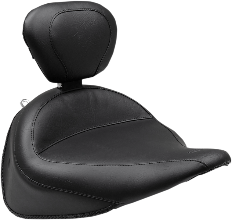 Mustang - Wide Solo Seat - With Backrest - Vintage - Black - Smooth - Wide Solo Seat with Removable Backrest - 79916