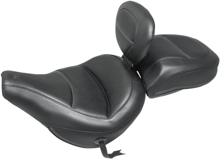 Mustang - Max Profile Solo Touring Seat - with Driver Backrest - Black - Original - FLHC/FLDE - MX Tour Solo Seat - 79330