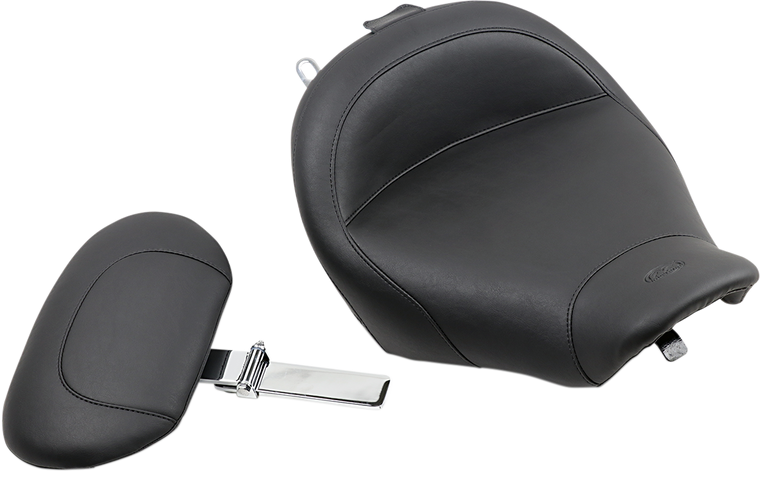 Mustang - Wide Solo Seat - With Backrest - Vintage - Black - Smooth - Road King '97-'07 - Wide Solo Seat with Removable Backrest - 79100