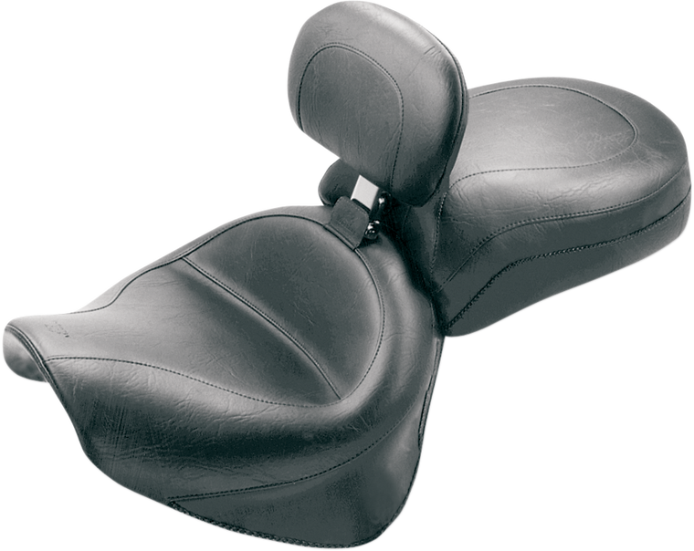 Mustang - Seat - Vintage - Wide - Touring - With Driver Backrest - Two-Piece - Smooth - Black - Roadstar - Vintage Wide Touring Seat With Driver Backrest - 79191