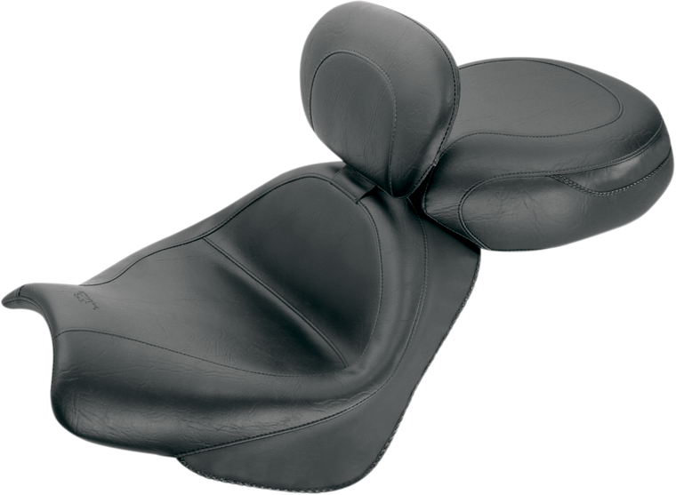 Mustang - Seat - Vintage - Wide - Touring - With Driver Backrest - Two-Piece - Smooth - Black - VTX18 - Vintage Wide Touring Seat With Driver Backrest - 79341