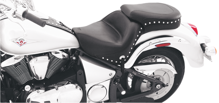 Mustang - Seat - Wide - Touring - Without Backrest - One-Piece - Chrome Studded - Black w/Conchos - VN900 - Wide Touring Seat - 76126
