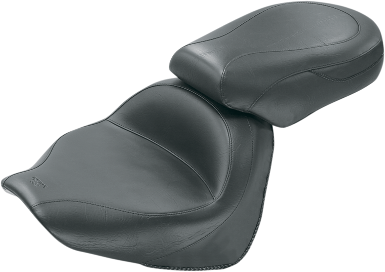 Mustang - Seat - Vintage - Wide - Touring - Without Driver Backrest - Two-Piece - Smooth - Black - Vintage Wide Touring Seat - 76563 Mustang - Seat - Vintage - Wide - Touring - Without Driver Backrest - Two-Piece - Smooth - Black - Vintage Wide Touring Seat - 76563