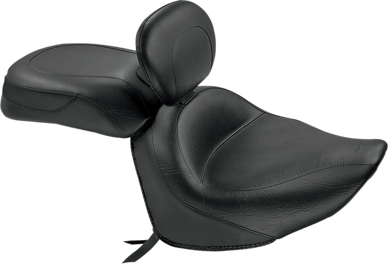 Mustang - Seat - Vintage - Wide - Touring - With Driver Backrest - Two-Piece - Smooth - Black - Raider - Vintage Wide Touring Seat With Driver Backrest - 79551