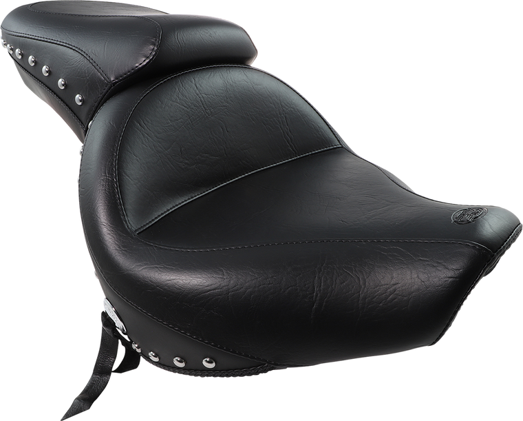Mustang - Seat - Wide - Touring - Without Backrest - One-Piece - Chrome Studded - Black w/Conchos - Wide Touring Seat - 76640