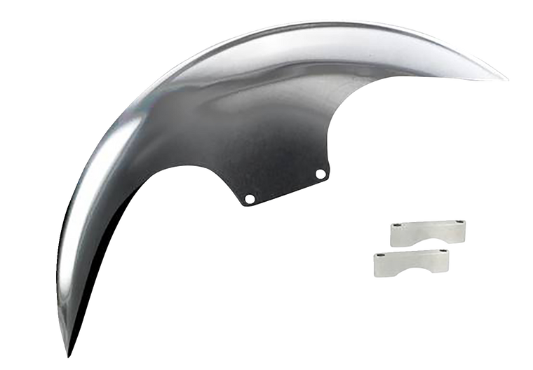 Paul Yaffe Bagger Nation - Cafe Front Fender - 21" - Chrome Adapters - Cafe Front Fender For 21" Wheel - CAFE-21-14L-C